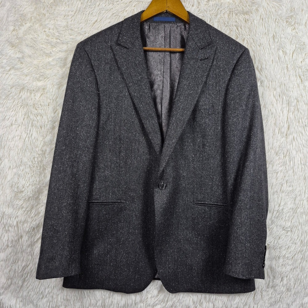 Rudolf Valentina Vitale Barberis Canonico Wool Silk Herringbone Blazer 42R Gray